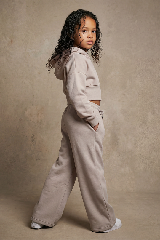 Kids Stone Wide Leg Tracksuit