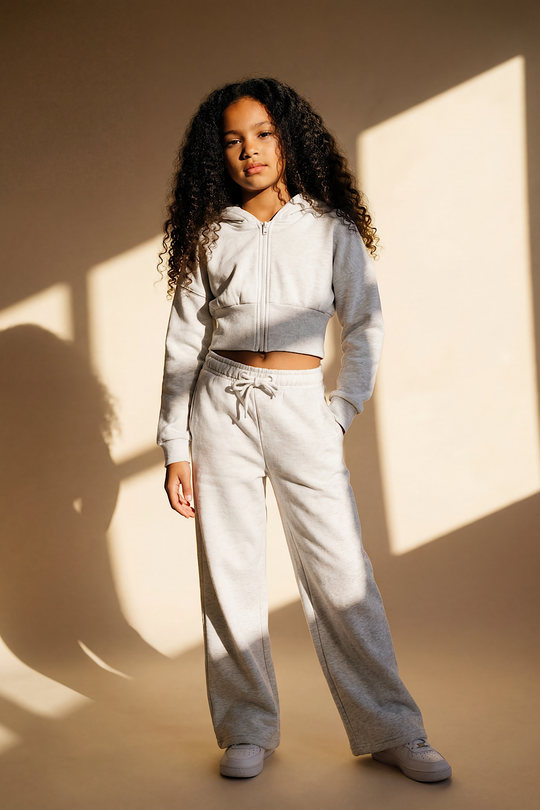 Kids Grey Wide Leg Tracksuit